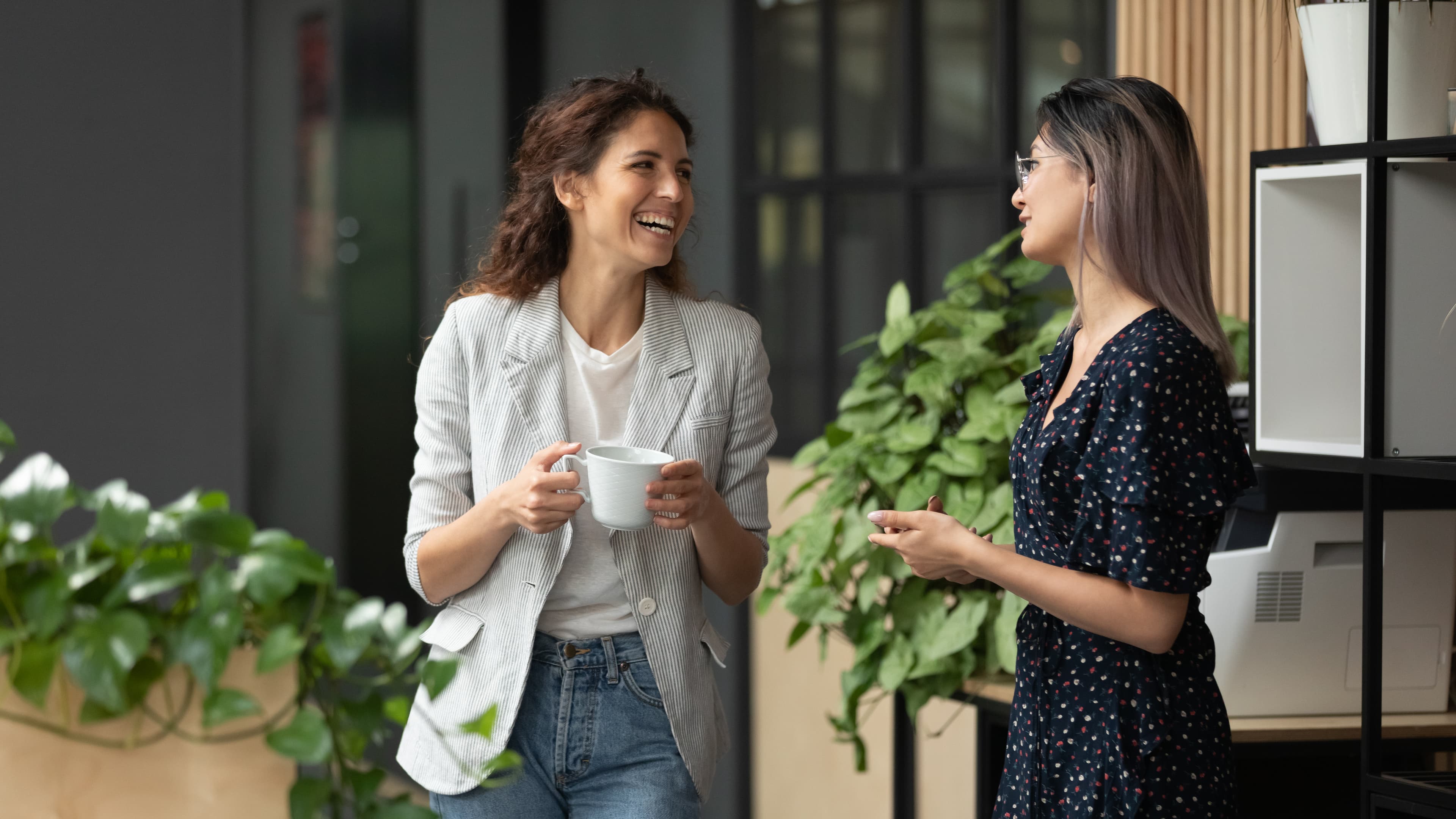 two professional women talking